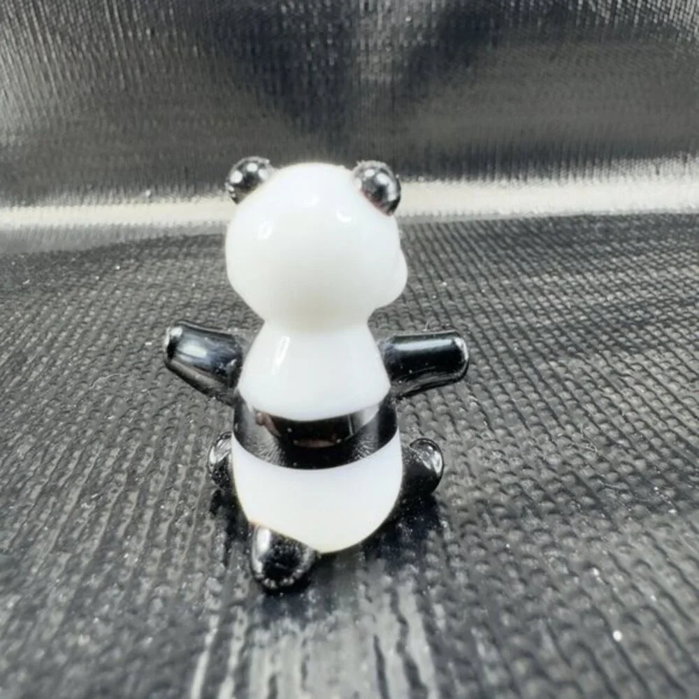 Vintage Blown Glass Panda Bear Miniature Glass Figurine Venetian Glass‎ Figure